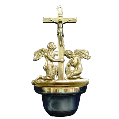 Church Supplies Bright Brass Crucifixion Angel Font Church Goods