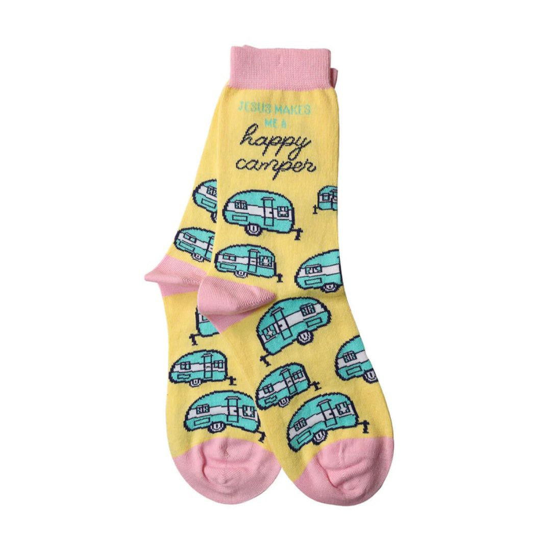 Jesus Makes Me A Happy Camper Socks-SOX3513