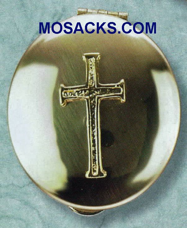 Pyx Polished Brass with Cross 15 Host Capacity-87036 Polished Brass Pyx Cross 15 Host Capacity-87036