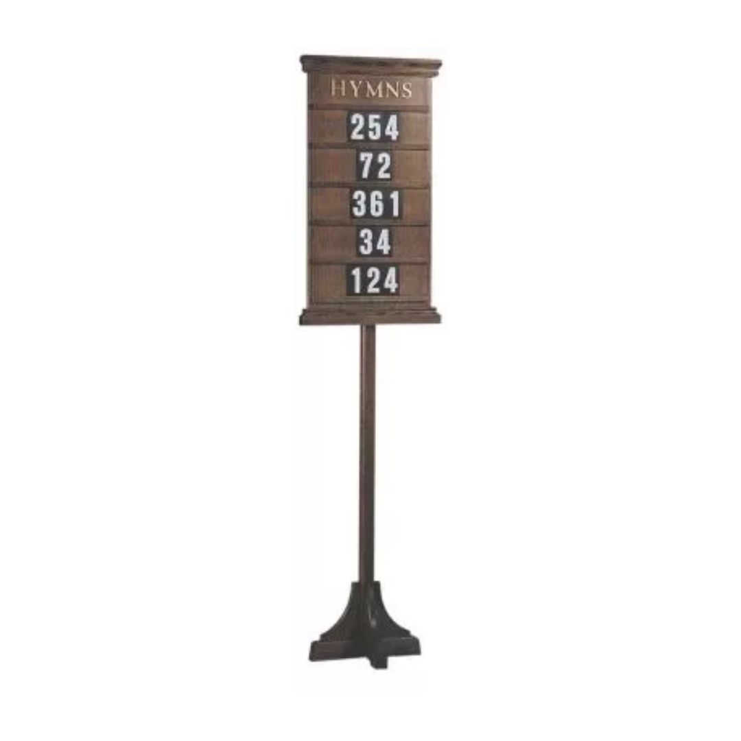 Wooden Hymn Board with Stand 19" w x 77" h 40-234 Floor Standing Hymn Board
