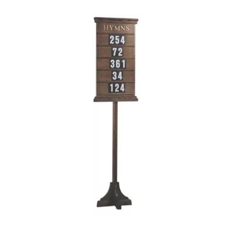 Wooden Hymn Board with Stand 19" w x 77" h 40-234 Floor Standing Hymn Board
