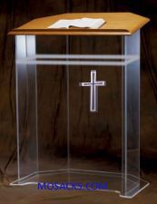 W Brand Acrylic Pulpit with cross and shelf 36" w x 24" d x 48" h 40-3351WS is a clear acrylic pulp…