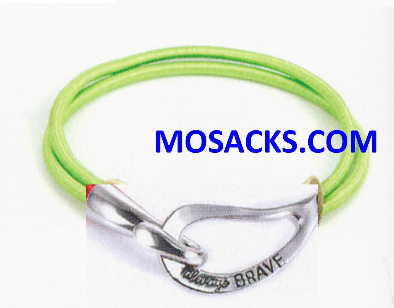 Always Brave Cancer Awareness Bracelet Rhodium Lime Green 452-220842