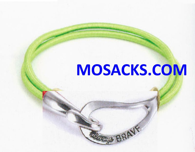 Always Brave Cancer Awareness Bracelet Rhodium Lime Green 452-220842