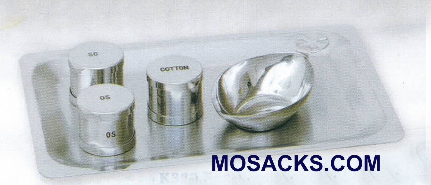 Holy Oils & Baptismal Shell & Tray Stainless Steel Baptismal Set 5 piece Set - K333S Free Shipping