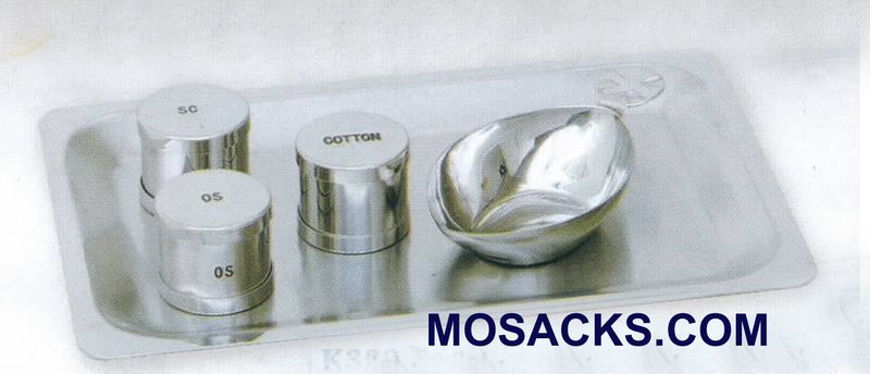 Holy Oils & Baptismal Shell & Tray Stainless Steel Baptismal Set 5 piece Set - K333S Free Shipping