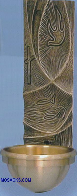 Bronze Holy Water Holy Spirit w/Cross & Fish 26HWF25