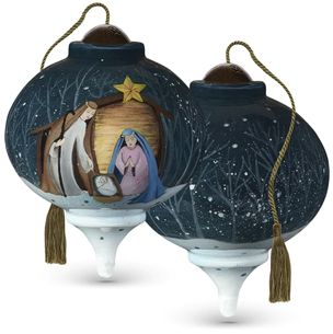 Ne'Qwa Art Hand-Painted Ornament "O Come Let Us Adore Him" -7201135 artist Kitt Wichman