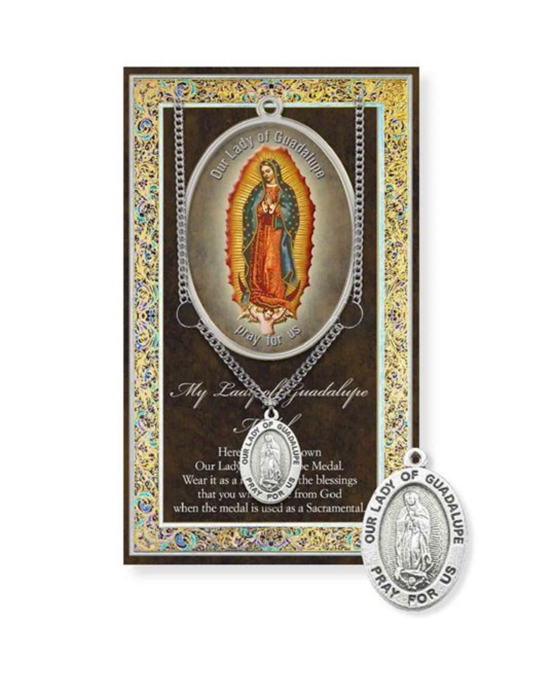 Pewter Our Lady of Guadalupe Medal Necklace Our Lady of Guadalupe Pewter Medal 1-1/16"h  950-216