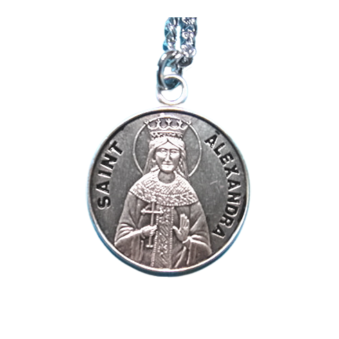 St. Alexandra Sterling Silver Medal, 18 S Chain St. Alexandra Sterling Medal w/18" S Chain