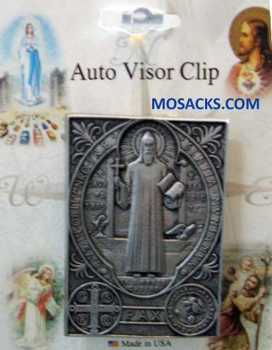 St. Benedict Visor Clip 1.5" x 2"  12-V5087 St Benedict 1.5x2" Visor Clip 12-V5087