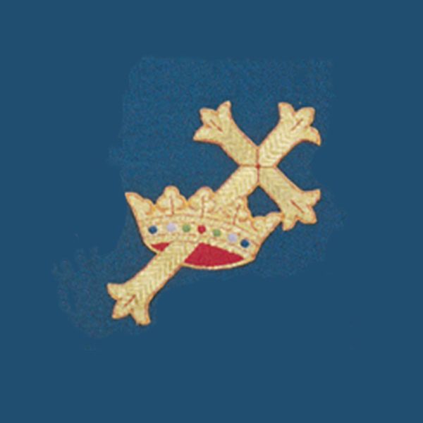 Beau Veste Applique Cross And Crown 10-1050, embroidered gold metallic