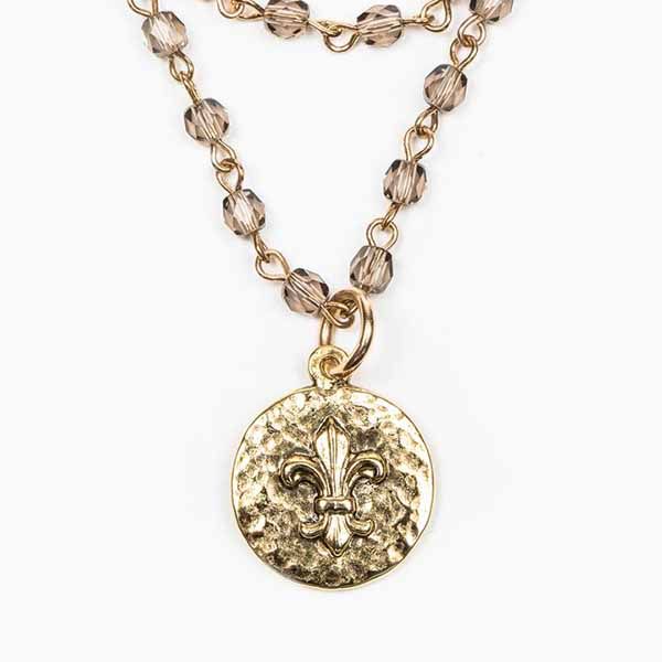 My Saint My Hero Layer Of Grace Fleur De Lis Necklace-34050GD