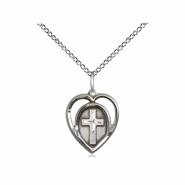 Cross Heart 12 KT Gold Filled Medal 5/8"-4132GF/18GF