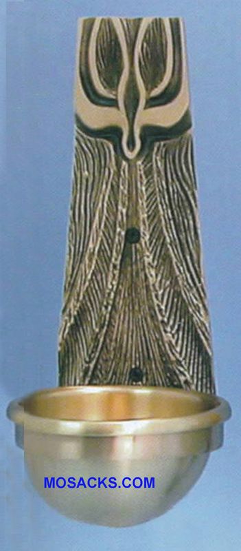 Bronze Holy Water Font Holy Spirit & Rays 82HWF25