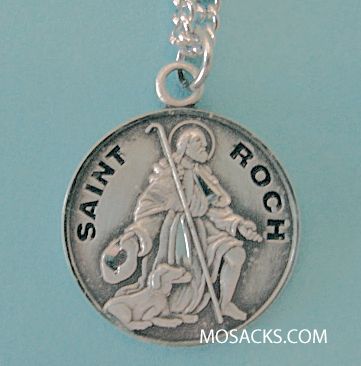 St. Roch Sterling Silver Medal, 20 S Chain St. Roch Sterling Medal w/20" S Chain