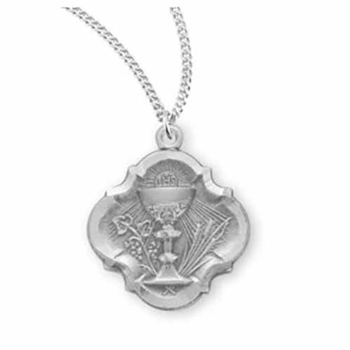 Sterling Silver Chalice on 18" Rhodium Chain 147-S385018, Communion Jewelry