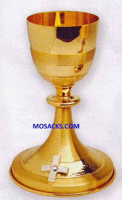 Chalice - Gold Plated Chalice with Silver Plated Cross measures 8" high with 3-1/2" diameter cup an…