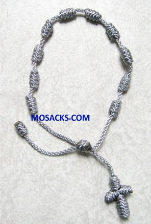 Knotted Cord Rosary Bracelet Gray 356-4880012