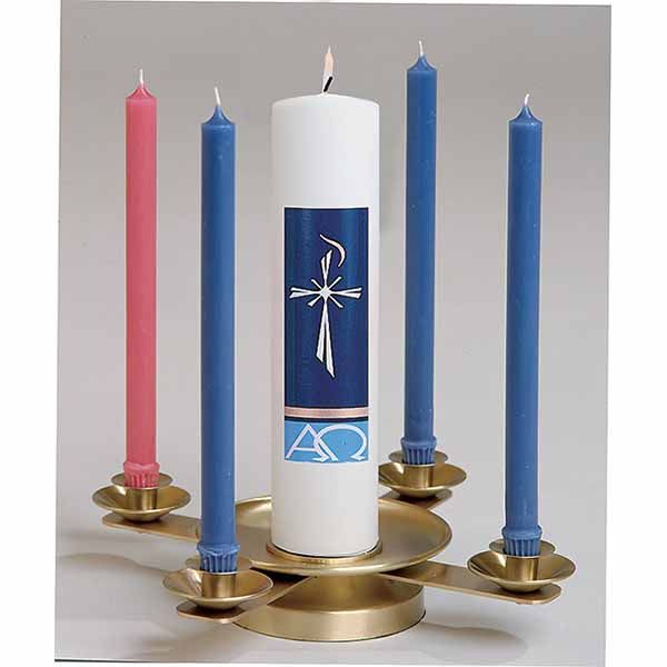 K Brand Satin Brass Church Advent Wreath 3x15 Inches-K323  7/8" Tapered Sockets