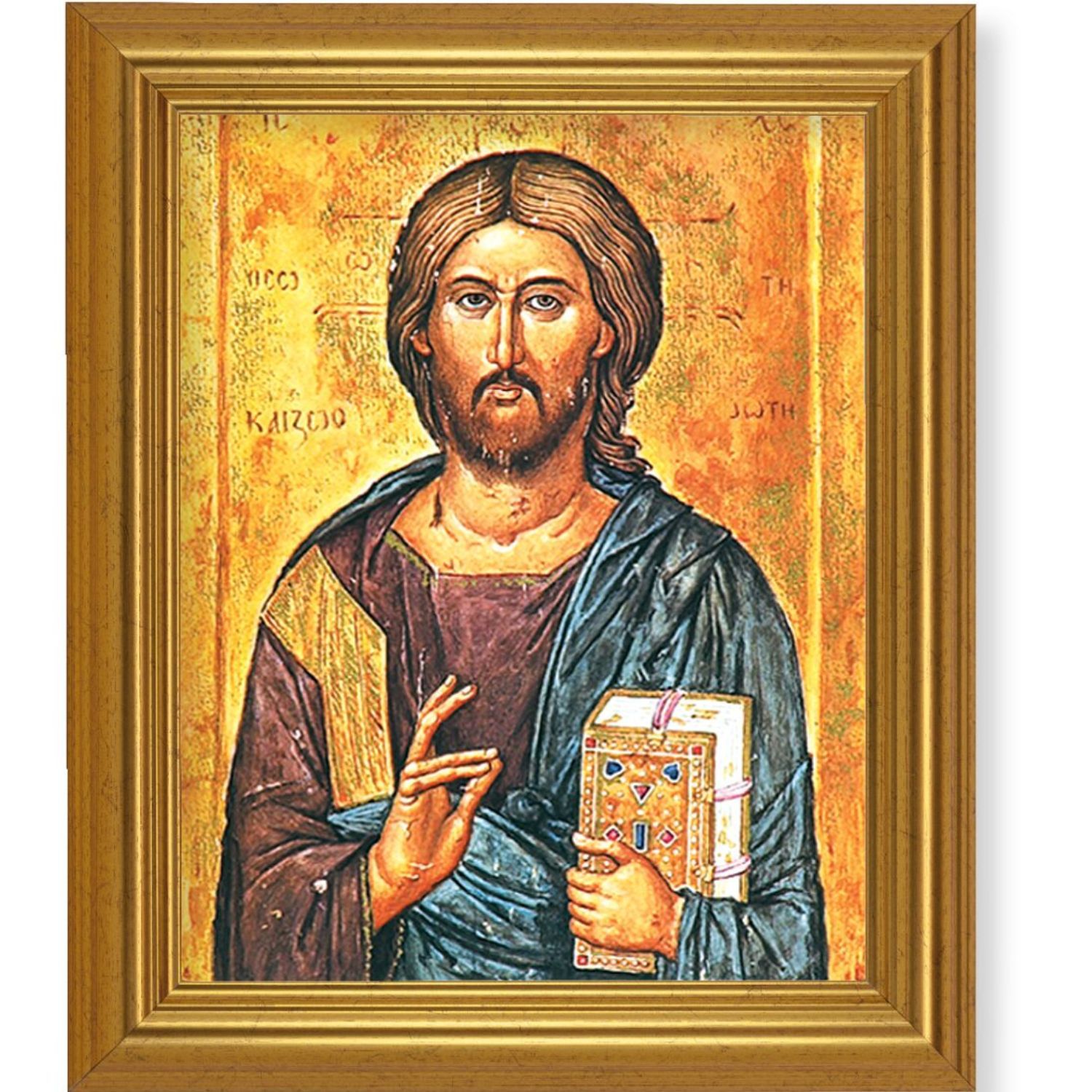 10" x 12" Gold Leaf Finish Beveled Frame with 8" x 10" Christ The All Knowing Textured Art