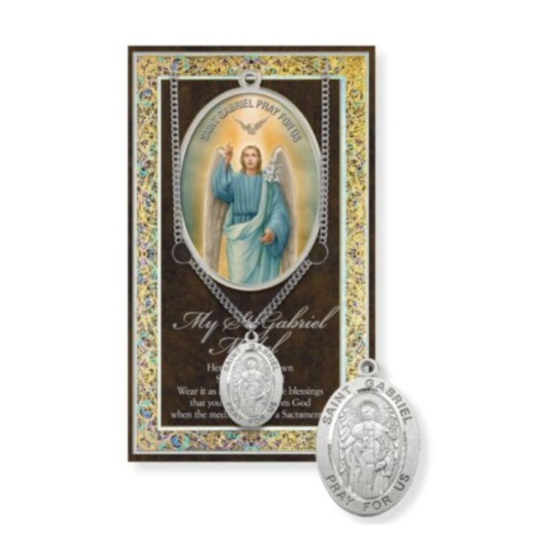 St. Gabriel necklace St. Gabriel Pewter Medal 1-1/16" h 950-445