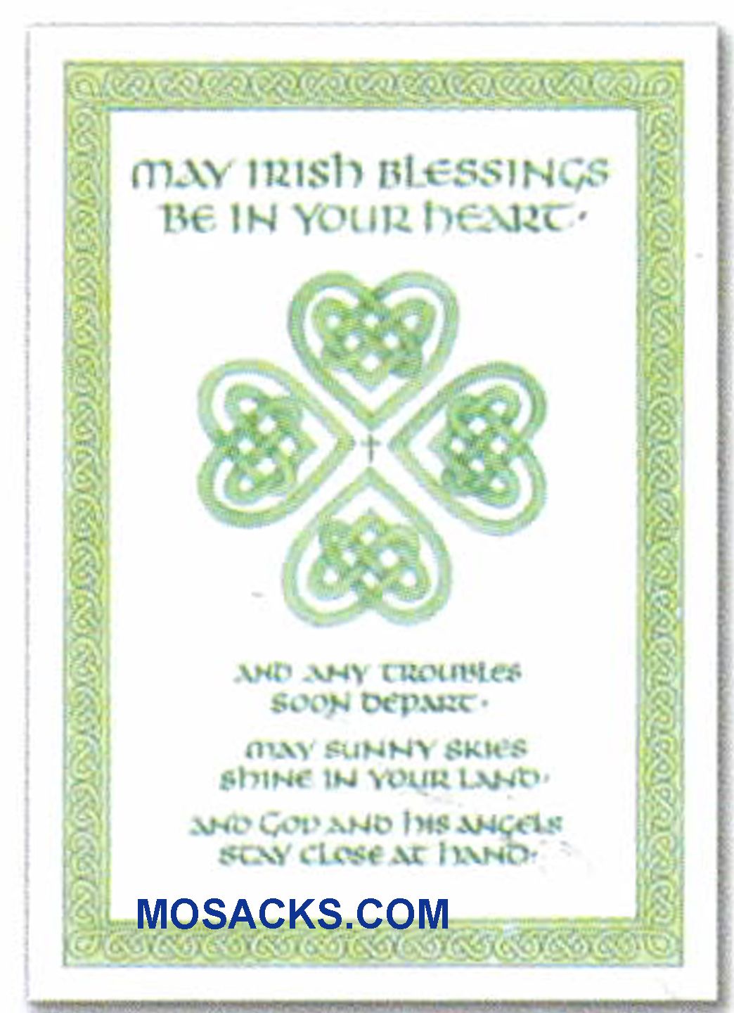 May Irish Blessings Be In Your Heart And Any Troubles Soon Depart-WCB1611 An Irish Blessings Note C…