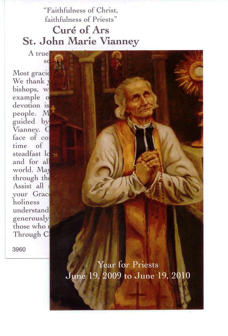 St. John Vianney Year for Priests Laminated Card