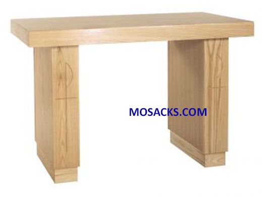 Altar in Wood with Chi Rho Design 40-414 measures 60" wide x 28" deep x 39" high