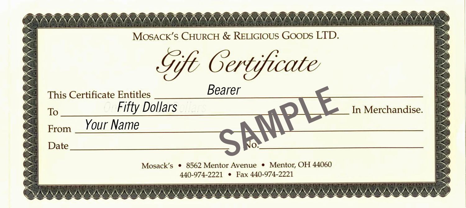 MOSACK'S $50 Gift Certificate MOSACK'S $50 Gift Certificate