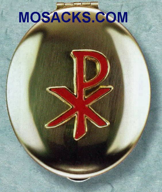 Pyx Polished Brass with Chi Rho 9 HostCapacity-87030 Polished Brass Pyx Chi Rho 9 HostCapacity-87030