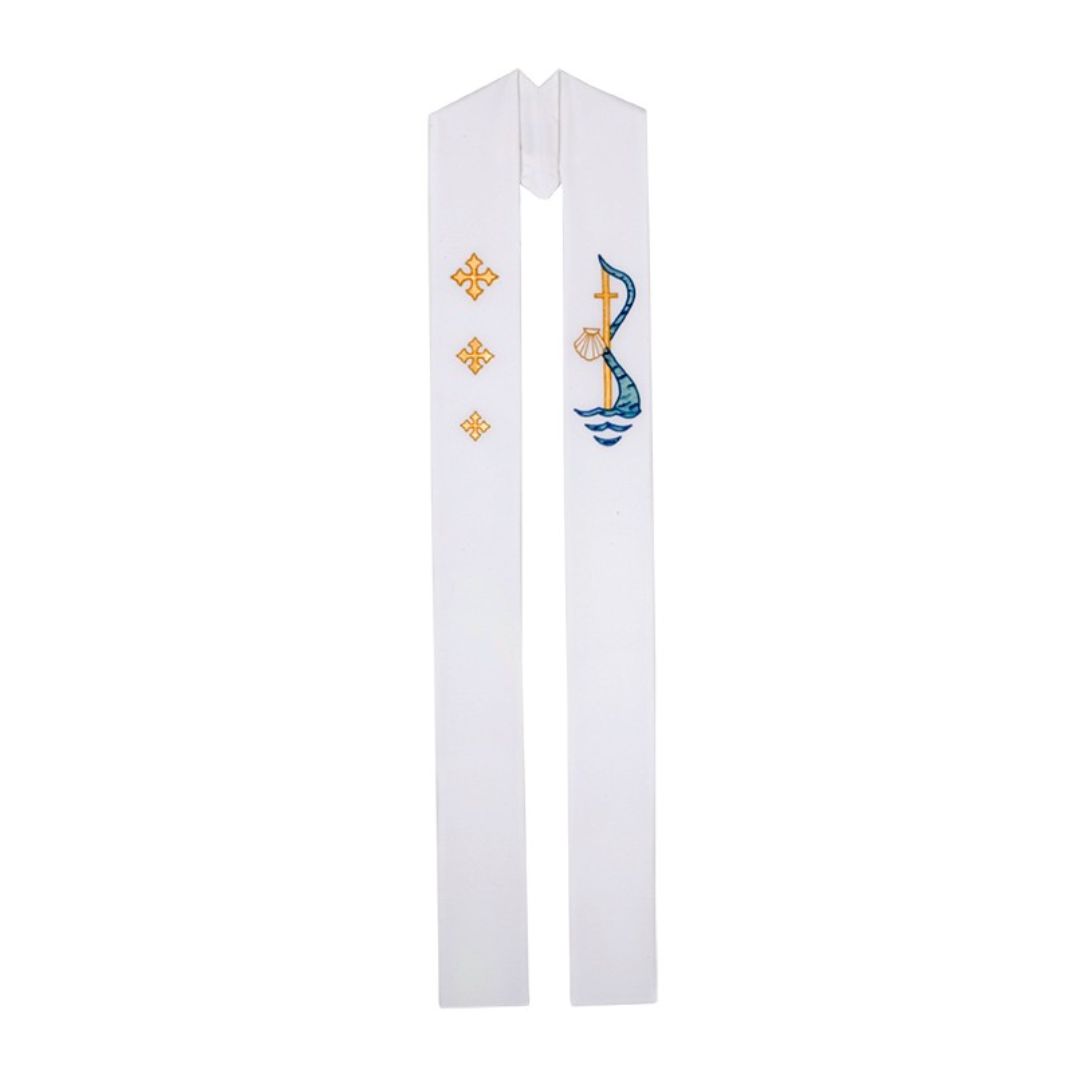 Baptism Overlay Stole in White, Theological Threads #078619A