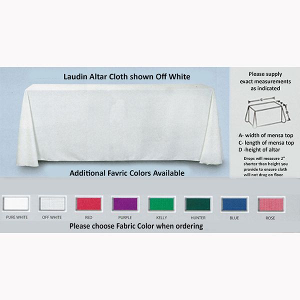 Beau Veste Laudian Altar Cover has No Design and the Mensa Length to 108 Inches-470LF-108    100% P…