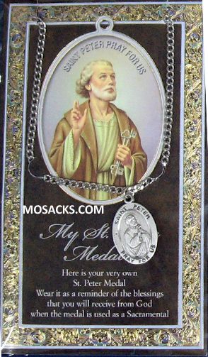 St. Peter Pewter Medal necklace St. Peter Pewter Medal 1-1/16" h 950-518