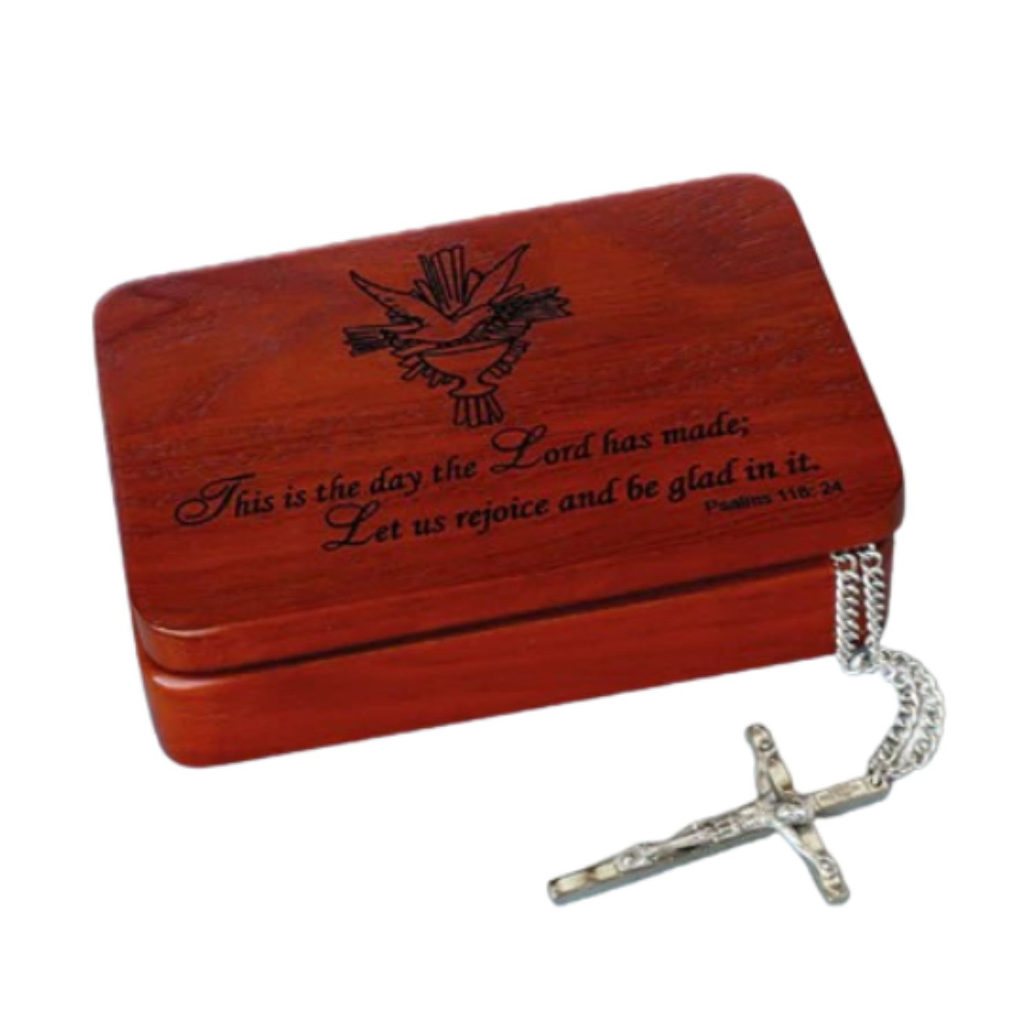 Redwood Keepsake Box w/ Verse Redwood Keepsake Rosary Box w/Verse #4077