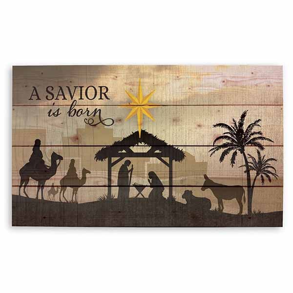 "Unto us a Savior is Born" Wooden Piece - SAT0184
