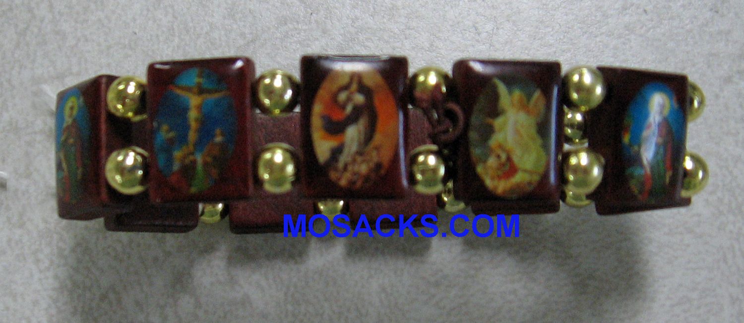 Wooden Square Saints Bracelet 08536