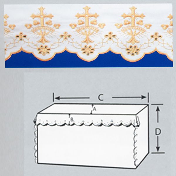 Embroidered 100% Pure Linen 52" Wide Altar Cloth with Gold Silk Cross and Trinity Symbol Embroidery…
