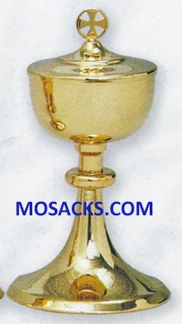 Ciborium - Gold Plated Ciborium is 9" High and 4" diameter Cup with 300 host capacity 14-K2441  FRE…