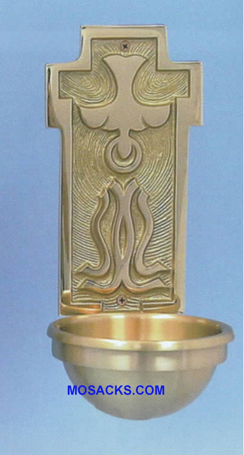 Bronze Holy Water Front Holy Spirit w/Tongues of Fire 40HWF87