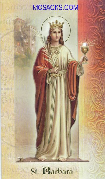 St. Barbara Laminated Bi-Fold Holy Card, F5-408 St. Barbara, Laminated Bi-Fold Holy Card, F5-408