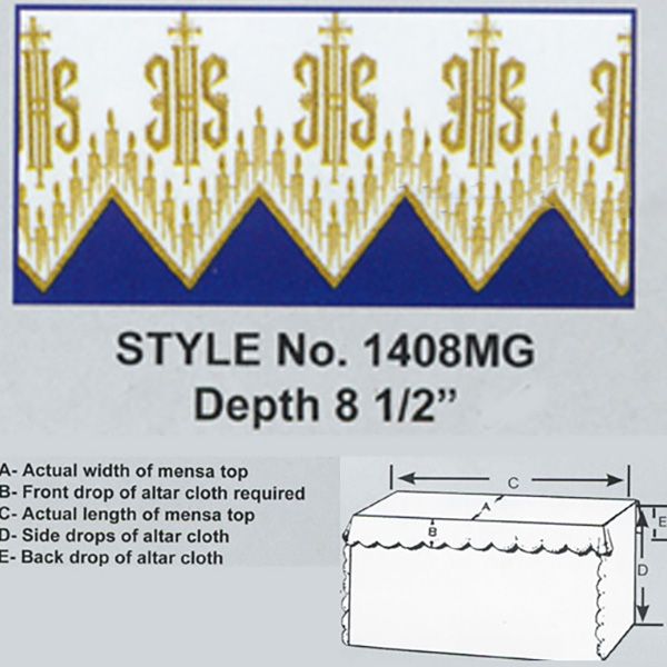 100% Polyester Embroidered IHS Altar Cloth Gold Metallic Lame-1408MG