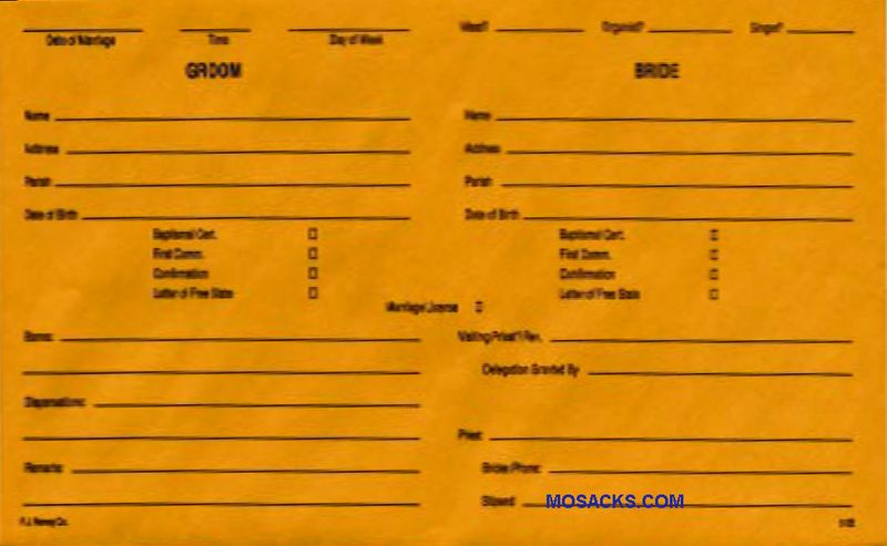 Marriage Data Envelope No. 512E measures 4 3/4" X 11"