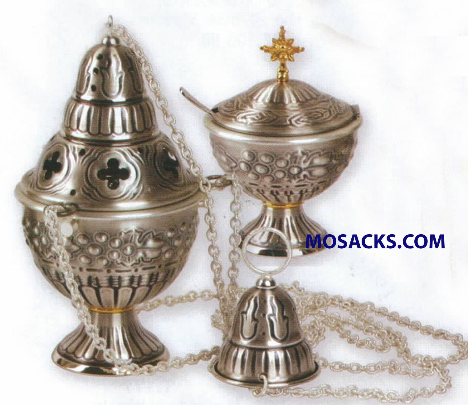 K Brand Silver Censer And Boat Oxidized Silver 9 Inch-K911