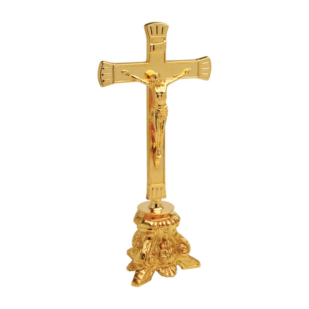 K Brand Gold Plated Altar Crucifix is 10-3/4" high with a 3-3/4" base 14-K840 FREE SHIPPING