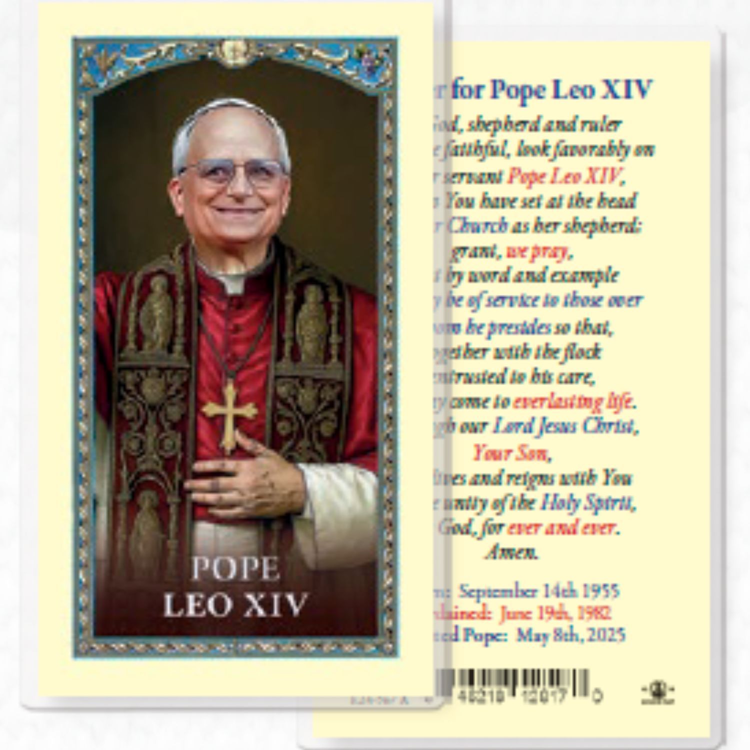 E24567BPrayerforPopeLeoXIVLaminatedHolyCard
