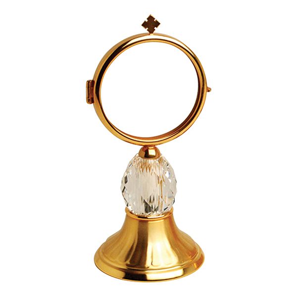 Chapel Monstrance Gold Plated Crystal - 7.25" High, 3" Base. K982