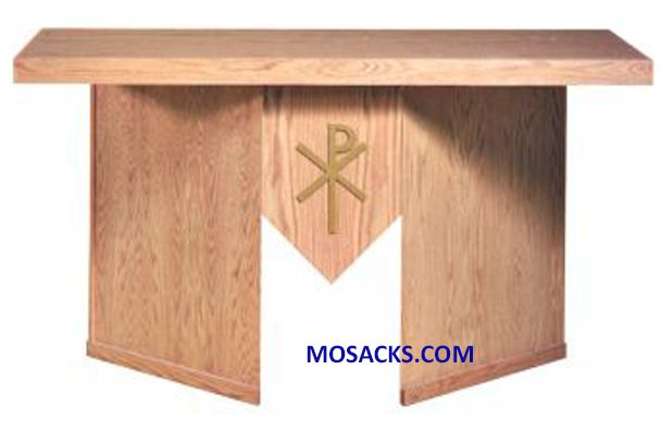 Portable Altar - Wood Altar With Chi Rho Design 40-7000 measures 60" wide x 30" deep x 42" high Por…