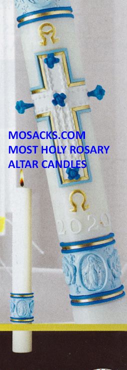 eximious® Beeswax Paschal Candle Most Holy Rosary™ Complementing Altar Candles 308 Eximious Most Holy Rosary Complementing Altar Candles