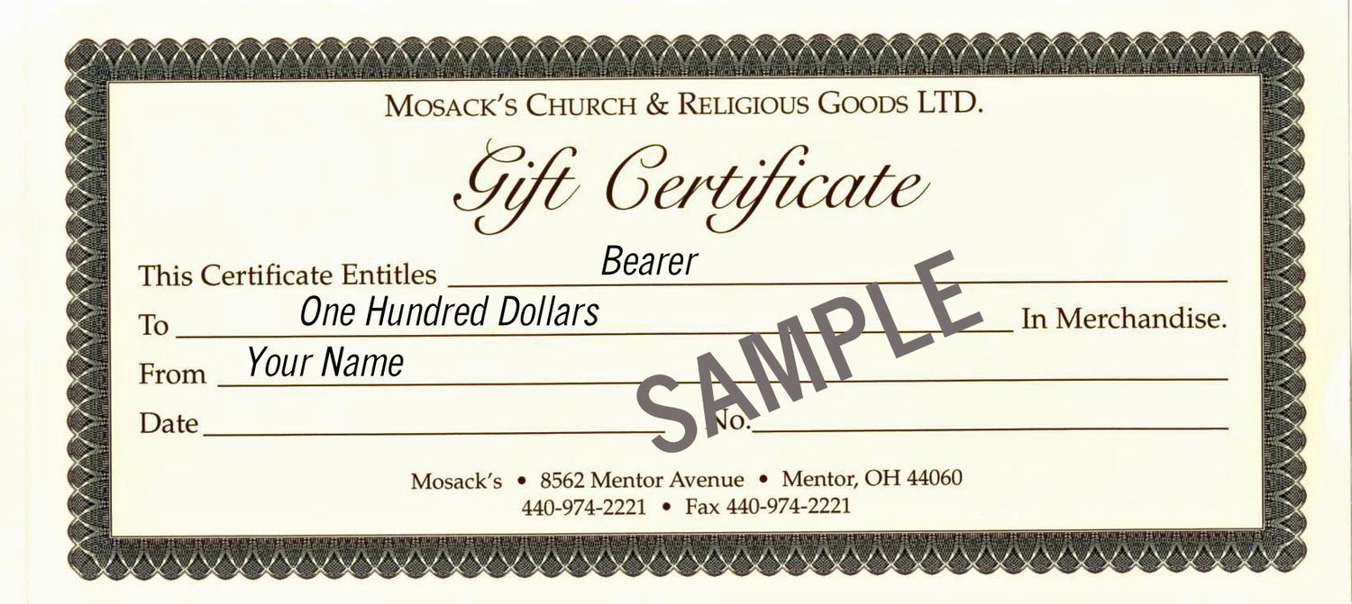 MOSACK'S $100 Gift Certificate MOSACK'S $100 In-Store Gift Certificate